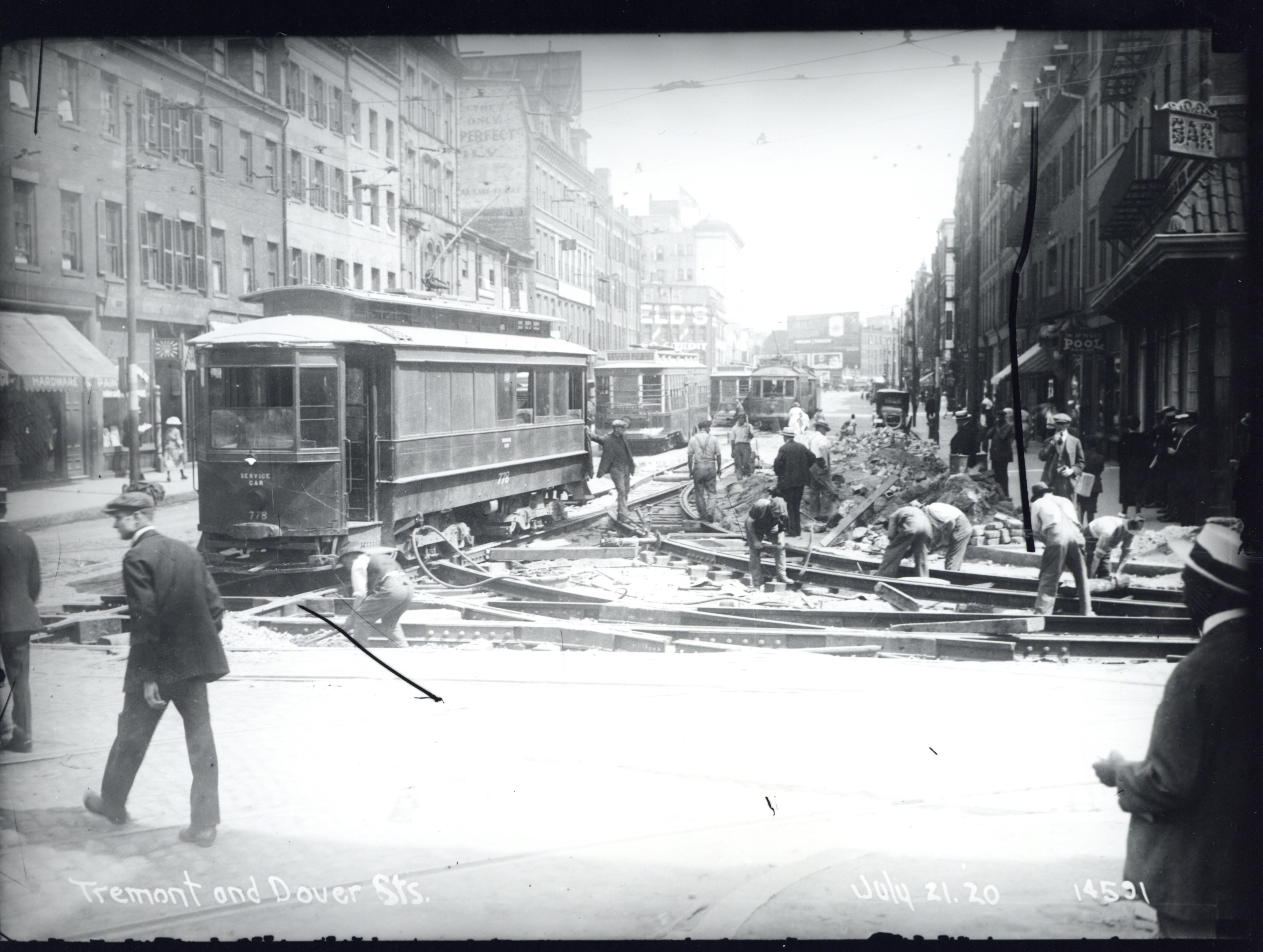 Tremont Street et Dover Street à Boston en juillet 1920